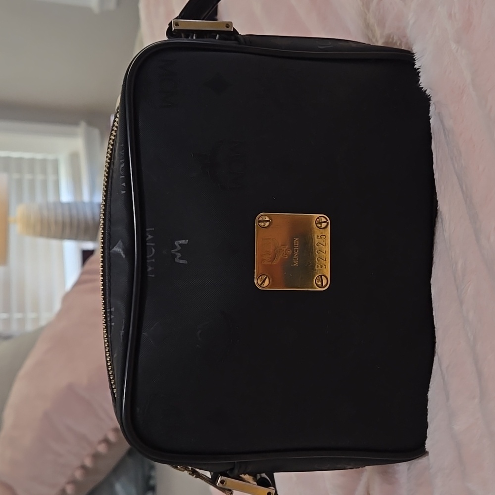 MCM Visetos Camera Crossbody in Black Coated Canvas with COA